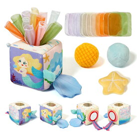 【送料無料】MamimamiHome 布絵本 ふわふわ布製キューブ にんぎょ姫 1歳 おもちゃ 知育玩具 0歳 おしゃれ ベビー おもちゃ スカーフ付き 感覚遊び 赤ちゃん ギフト 出産祝い 室内遊び 誕生日プレゼント 1歳
