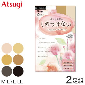 しめつけない ストッキング 2足組 M-L・L-LL ゆったり アツギ パンスト 大きいサイズ タイツ パンティストッキング 普段使い レッグウェア ラクラク セット【在庫限り】