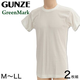 グンゼ 綿 肌着 メンズ 半袖 2枚組 M〜LL (綿100% インナー tシャツ 下着 インナーシャツ 白 無地 シャツ 丸首 男性)