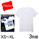 ヘインズ コットン VネックTシャツ 3枚組 XS～XL (下着 綿 メンズ tシャツ 肌着 半袖 V首 インナー 男性 hanes SS LL 青 ブルー)