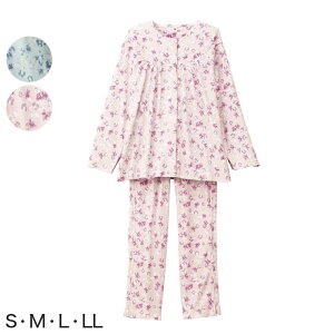 婦人 フルオープンパジャマ 上下セット S〜LL (レディース 綿100% ワンタッチテープ マジックテープ式 おむつ交換 介護) (送料無料)【取寄せ】