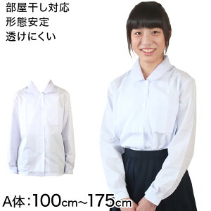 学生服 形態安定 女子 丸衿長袖ブラウス 100cmA〜175cmA (小学生 制服 小学校 スクールシャツ)【取寄せ】
