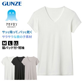 グンゼ Vネック Tシャツ 鹿の子 クールマジック メンズ M～LL アセドロン gunze coolmagic 吸汗速乾 消臭 v首 半袖 短袖 汗取り 汗パッド 脇パッド シャツ 下着 肌着 インナー 夏 プレゼント ギフト 父の日