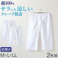 クレープ メンズ ステテコ 綿100% 2枚組 M〜LL (クレープ素材 クレープ肌着 紳士 男性 下着 ボトム イン…