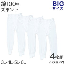 ズボン下 綿100% 大きいサイズ 4枚組 3L 4L 5L 6L メンズ 肌着 下着 ステテコ インナー コットン ビッグサイズ アンダーパンツ 前開き 下着 男性 白 無地 3l 4l 5l 6l