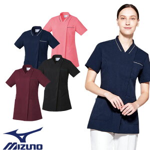 ジャケット 白衣 ケーシー MZ-0217 医療 ミズノ MIZUNO レディース 女性用 半袖 医師 医者 女医 看護師 ナース 医療用 病院 整体 人気 上衣 医務衣 診察衣 制電 ストレッチ 伸縮性 可愛い かわいい
