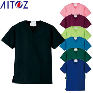スクラブ 白衣 医療 AITOZ アイトス メンズ レディース 男女兼用 半袖 861400 医者 看護師 ナース 研修医 医療用 人気 オペ着 制服 ユニフォーム 安い 速乾 制菌 制電 病院 クリニック 動物病院 歯