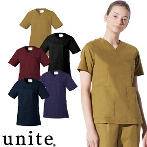 【メール便対応】スクラブ 白衣 医療 半袖 UN-0070 unite ユナイト チトセ レディース 女性用 医師 医者 看護師 ナース ナース服 研修医 医療 人気 手術衣 ストレッチ 伸びる 制服 ユニフォーム