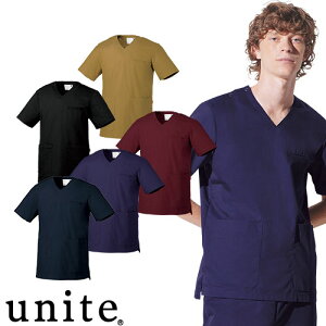【メール便対応】スクラブ 白衣 医療 半袖 UN-0071 unite ユナイト チトセ メンズ 男性用 医師 医者 看護師 ナース ナース服 研修医 医療 人気 手術衣 ストレッチ 伸びる 制服 ユニフォーム 病院