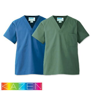 【メール便対応】スクラブ 白衣 医療 137 KAZEN カゼン メンズ 男性用 手術衣 手術着 診察衣 制服 ユニフォーム 医者 医師 看護師 ナース 人気 ポケット 防縮 縮みにくい 病院 動物病院 おしゃれ
