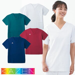 【メール便対応】スクラブ 白衣 医療 KZN331 KAZEN カゼン メンズ レディース 男女兼用 ユニセックス 手術衣 手術着 制服 ユニフォーム 医者 医師 ドクター 看護師 ナース ポリエステル 病院 小