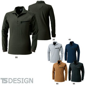 TS Design 藤和 5105 ワークニットロングポロシャツ ユニセックス メンズ レディース 秋冬 通年 作業服 作業着