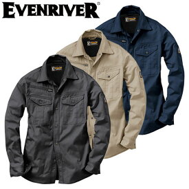 イーブンリバー EVENRIVER 作業服 スタンダードライト長袖シャツ SR-5006 作業着 春夏 綿100% 吸汗性 吸水性 メンズ