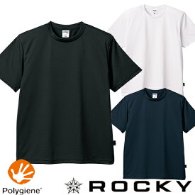 Tシャツ メンズ レディース ユニセックス 半袖 ティーシャツ 無地 白 黒 ホワイト ブラック 速乾 カットソー クルーネック ロッキー ROCKY 4.3オンスドライTシャツ(ポリジン加工) RT2901 半袖Tシャツ