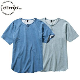 dimo ディモ ニットデニムヘンリーネックTシャツ D407 半袖Tシャツ 2020年春夏新作 綿100% ストレッチ ユニセックス 男女兼用 メンズ レディース