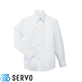 白シャツ ホワイト ワイシャツ レギュラーカラー BL-303 サーヴォ Servo 男女兼用 事務 オフィス ビジネス フォーマル 飲食店 制服 ユニフォーム メンズ レディース レストラン カフェ おしゃれ かわいい かっこいい クールビズ 白