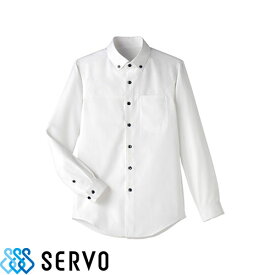 白シャツ ホワイト ワイシャツ レギュラーカラー BL-454 サーヴォ Servo 男女兼用 事務 オフィス ビジネス フォーマル 飲食店 制服 ユニフォーム メンズ レディース レストラン カフェ おしゃれ かわいい かっこいい おもてなし 清潔感 防透 防汚