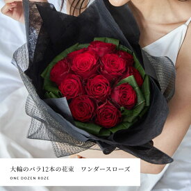 送料無料 バラの花束 ワンダースローズ 大輪赤 レッド 12本 薔薇 土曜営業 誕生日 結婚記念日 花 バレンタイン ホワイトデー プロポーズ 本数指定