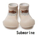 【ギフト無料】アティパス Submarine(サブマリン)(at-a25su) アクア aqua 素材 抗菌 ベビーシューズ ソックスシューズ 出産祝い プレゼント ギフト attipas weskiii 潜水艦 ベージュ