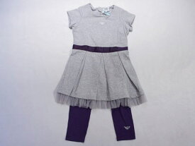 [最大1000円 offクーポン 対象] アルマーニジュニア armani junior アウトレット 子供服 女の子 3歳 4歳 約 100cm 半袖 ワンピース スパッツ グレー 紫 2点 春 夏 ★3 ガールズ 女児 キッズ 【中古】 ユーズド リサイクル こども