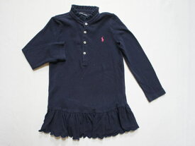 [最大1000円 offクーポン 対象] ラルフローレン ralph lauren アウトレット 子供服 女の子 3歳 約 95cm ベビー服 長袖 ワンピース 紺 ピンク ポロシャツ地 スモールポニー 春 秋 冬 ★3 冬服 ガールズ キッズ ベビー 【中古】 ユーズド 子ども服