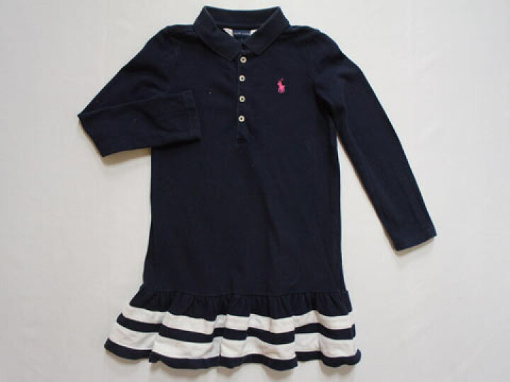 楽天市場 最大1000円offクーポン 対象 ラルフローレン Lalph Lauren アウトレット 子供服 女の子 5歳 約 110cm 長袖 ワンピース 紺 ピンク ポロシャツ地 スモールポニー 春 秋 2 ガールズ 女児 キッズ 中古 ユーズド リサイクル 古着 子ども服 こども 子供服