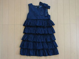 [m]ミスブルマリン マメール アウトレット 子供服 女の子 6歳 約 110cm 120cm ジャンパースカート デニム 紺 リボン ビジュー 春 夏 秋 ★2 ガールズ キッズ 【中古】 ユーズド リサイクル 古着 子ども服