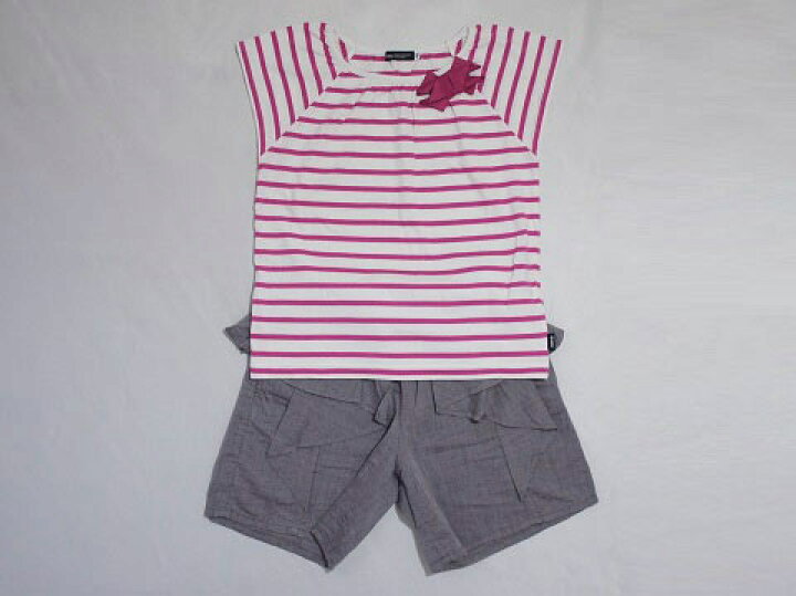 楽天市場 セール 30 Off Sale M ベベ Bebe アウトレット 子供服 女の子 140cm 半袖 Tシャツ ボーダー ピンク ショート パンツ グレー 2点 ズボン ボトムス 春 夏 4 セットアップ ガールズ 女児 キッズ ジュニア 中古 ユーズド 古着 子ども服