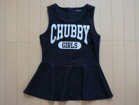 70%off SALE 半額以下 [最大1000円 offクーポン 対象]チャビーギャング chubbygang 子供服 女の子 M 160cm チュニック 黒 カットソーデニム風 ブランドロゴ ノースリーブ 秋 冬★4 キッズ ジュニア 【中古】 ユーズド ガールズ 女児 アウトレット リサイクル 古着