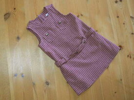 [m]キャシャレル 子供服 マメール ジャンパースカート 赤 チェック 秋 冬 3歳 ( 約90cm ベビー服 ★4 キッズ 【中古】 ユーズド 女の子 女児 ガールズ ブランド USED アウトレット リサイクル 古着 子ども服