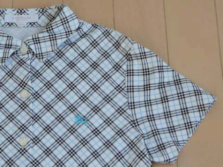 バーバリーチルドレンBURBERRYchildrenロンドン子供服女の子カットソーブラウス150cmシャツ半袖チェック水色★3キッズジュニア【中古】ガールズアウトレットリサイクル古着子ども服こども服子供子どもkidsマナマナ