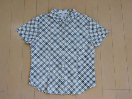 バーバリーチルドレンBURBERRYchildrenロンドン子供服女の子カットソーブラウス150cmシャツ半袖チェック水色★3キッズジュニア【中古】ガールズアウトレットリサイクル古着子ども服こども服子供子どもkidsマナマナ