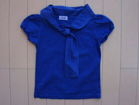 【半額 セール 50%off SALE】[m] イルグッフォ il gufo マメール アウトレット 子供服 女の子 2歳 約 90cm ベビー服 半袖 カットソー 襟付き シャツ 青 無地 春 夏 ★3 ガールズ 女児 キッズ ベビー 【中古】 ユーズド 古着 子ども服