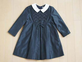 [最大1000円 offクーポン 対象] ミルフィーユ 銀座さえぐさ 長袖 ワンピース 子供服 女の子 キッズ 100cm【中古】 ユーズド ★3 フォーマル 結婚式 パーティー 入園式 入学式 卒園式 ダークグレー アウトレット リサイクル 古着 セレモニースーツ