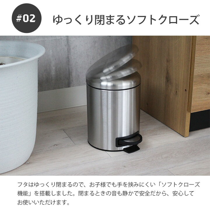 楽天市場】5L 5リットル ステンレス ダストボックス ステン | ゴミ箱 