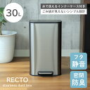 【マラソンP2倍】 指紋が付きにくい 30L 30リットル ごみ箱 ダストボックス レクト | ゴミ箱 ごみばこ ステンレス ペダル式ゴミ箱 おしゃれ ペダル ふた付き ふた 蓋付き スリム キッチン 大型 縦型 シンプル 生ゴミ 大容量 袋 見えない 隠す 臭わない