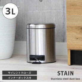 3L 3リットル ステンレス ダストボックス ステン | ゴミ箱 ごみ箱 スチール ペダル式 ペダル式ゴミ箱 ペダル ふた付き ふた 蓋付き キッチン シンプル 生ゴミ 袋 見えない 隠す 臭わない デスク下 オフィス スリム 蓋つき 臭い漏れ防止