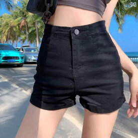 黒 デニムショートパンツ レディース 夏の アメリカン ホット タイト 魅惑的 ガール ハイウエスト スリム ボトム パンツ