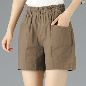 ママ 夏用 薄手の 弾性 ウエストの ゆったり 中年 レディース パンツ 大きいサイズ ショーツ