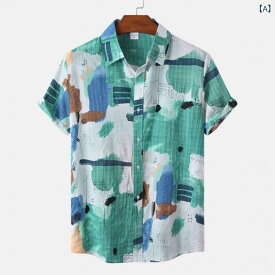 ハワイ風 カジュアル プリント メンズ シャツ 半袖 ビーチ 休暇スタイル S～5XL