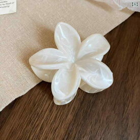 アクリル製 グラデーション プリーツ 両面 フラワー ヘアクリップ 女性用 高級感 シャークデザイン