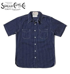 SUGAR CANE [�V���K�[�P�[��] FICTION ROMANCE 8.5oz. WABASH STRIPE WORK SHIRT(SHORT SLEEVE) 8.5oz.�E�H�o�b�V���X�g���C�v���[�N�V���c ���� SC36267A BDS