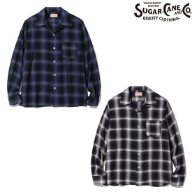 SUGAR CANE [シュガーケーン] RAYON OMBRE CHECK OPEN SHIRT [NAVY,BLACK] レーヨンオンブレチェックオープンシャツ（ネイビー、ブラック）SC29120 BCS M,L,XL
