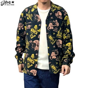 STAR OF HOLLYWOOD [�X�^�[ �I�u �n���E�b�h] HIGH DENSITY RAYON L/S OPEN SHIRT�gTHE MONSTERS�h by VINCE RAY [BLACK] �n�C�f���V�e�B���[���������O�X���[�u�I�[�v���V���c �����X�^�[ ���B���X�E���C�i�u���b�N