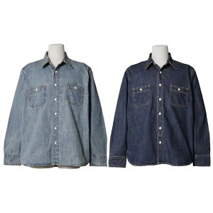 HOUSTON [�q���[�X�g��] USA COTTON DENIM WORK SHIRT (BLEACH,INDIGO VINTAGE) USA�R�b�g���f�j�����[�N�V���c (�u���[�`,�C���f�B�S���B���e�[�W) 40511 BFS