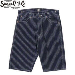 SUGAR CANE [�V���K�[�P�[��] FICTION ROMANCE 9oz. WABASH STRIPE ZIP FLY SHORTS [ONE WASH] 9�I���X�E�H�o�b�V���X�g���C�v�W�b�v�t���C�V���[�c �n�[�t�p���c (�����E�H�b�V��) SC51443 BFS