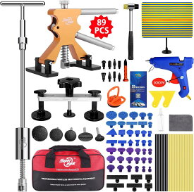 Super PDR デントリペアツール 89PCS デントリペア 工具 車の凹み直し デントリペアキット ヘコミ修理 「反射ラインボード付き」 rt673