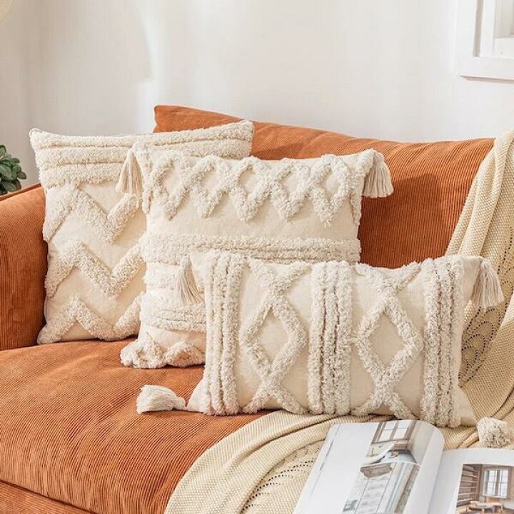 楽天市場 ボヘミアンクッションカバー Moco Native Design 西海岸 ボヘミアンインテリア おしゃれカバー 可愛いクッション 正方形 ウェーブ スクエア タッセル付き フリンジ 起毛 ホームデコ ジッパー ヌードクッションなし ボーホー モロッカン モロカン 四角 オール