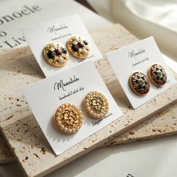 楽天市場】【ヴィンテージボタンピアス/ラウンド】ボタンピアス 
