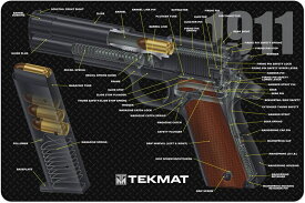 TEKMAT テックマット ハンドガン クリーニング マット コルト 1911（ガバメント） 3D カッタウェイ マット 短尺 ■ COLT メンテナンス 分解